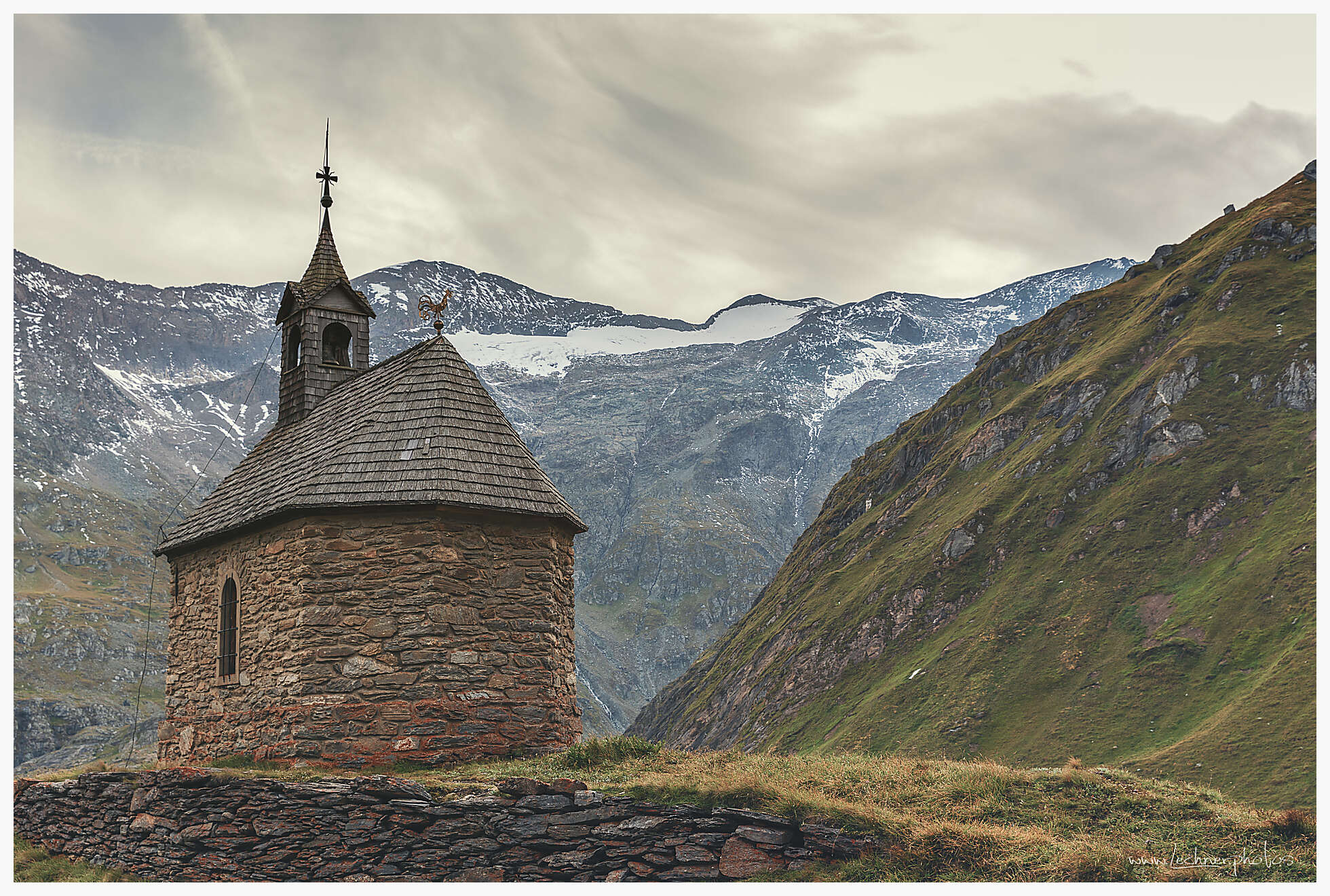 Stone built chapel in the Alps