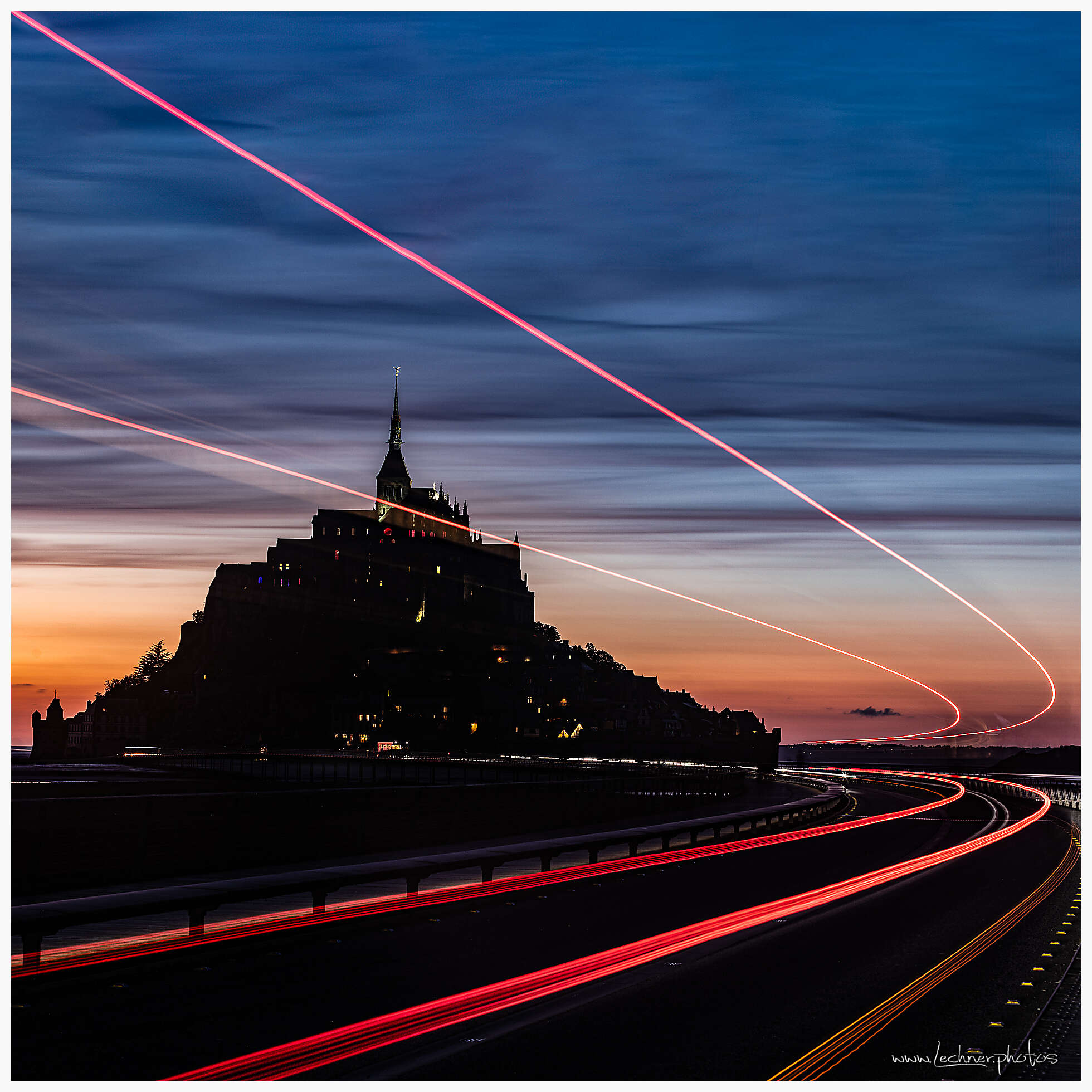 Light Trails at Mont Saint Michel
