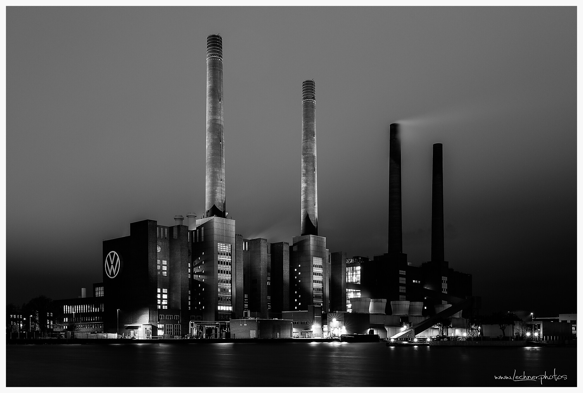 VW powerplant at Wolfsburg plant black/white