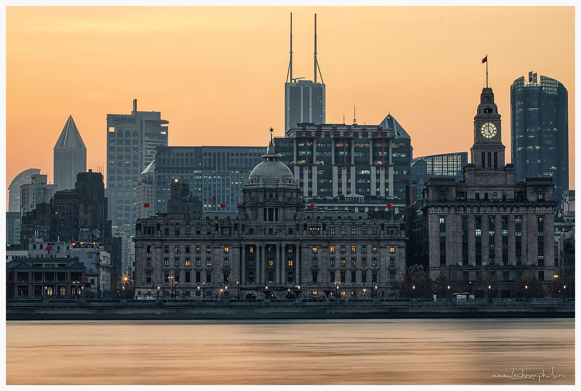 Shanghai Customs House at sunset