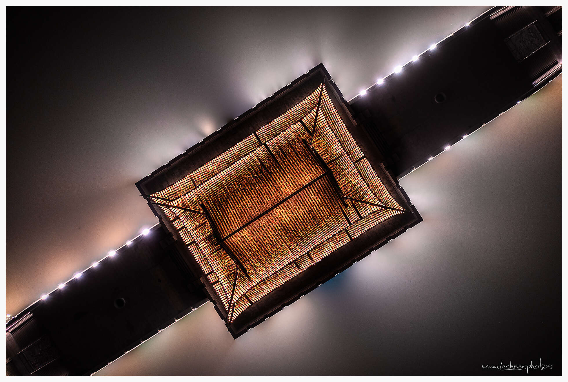 Caotong Water City Gate at night from above